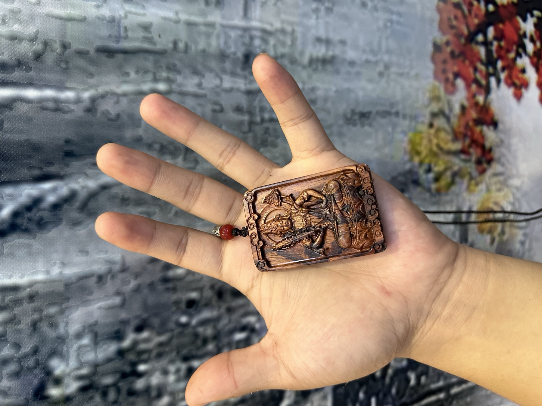 铁匠村海南黄花梨雕刻佛牌实拍